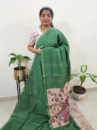 Chanderi Saree with Zari Border - Green