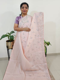 Premium Kota Designer Saree with Classy Emboridery Work - Peach