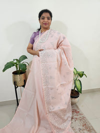 Premium Kota Designer Saree with Classy Emboridery Work - Peach