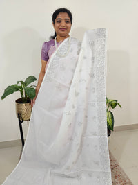 Premium Kota Designer Saree with Classy Emboridery Work - White