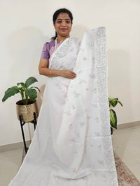 Premium Kota Designer Saree with Classy Emboridery Work - White