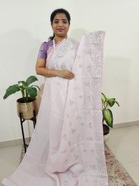Premium Kota Designer Saree with Classy Emboridery Work - Pink
