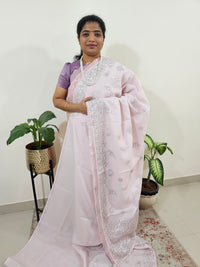 Premium Kota Designer Saree with Classy Emboridery Work - Pink