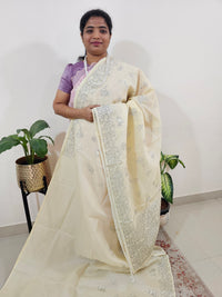 Premium Kota Designer Saree with Classy Emboridery Work - Sandal