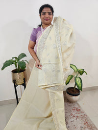 Premium Kota Designer Saree with Classy Emboridery Work - Sandal