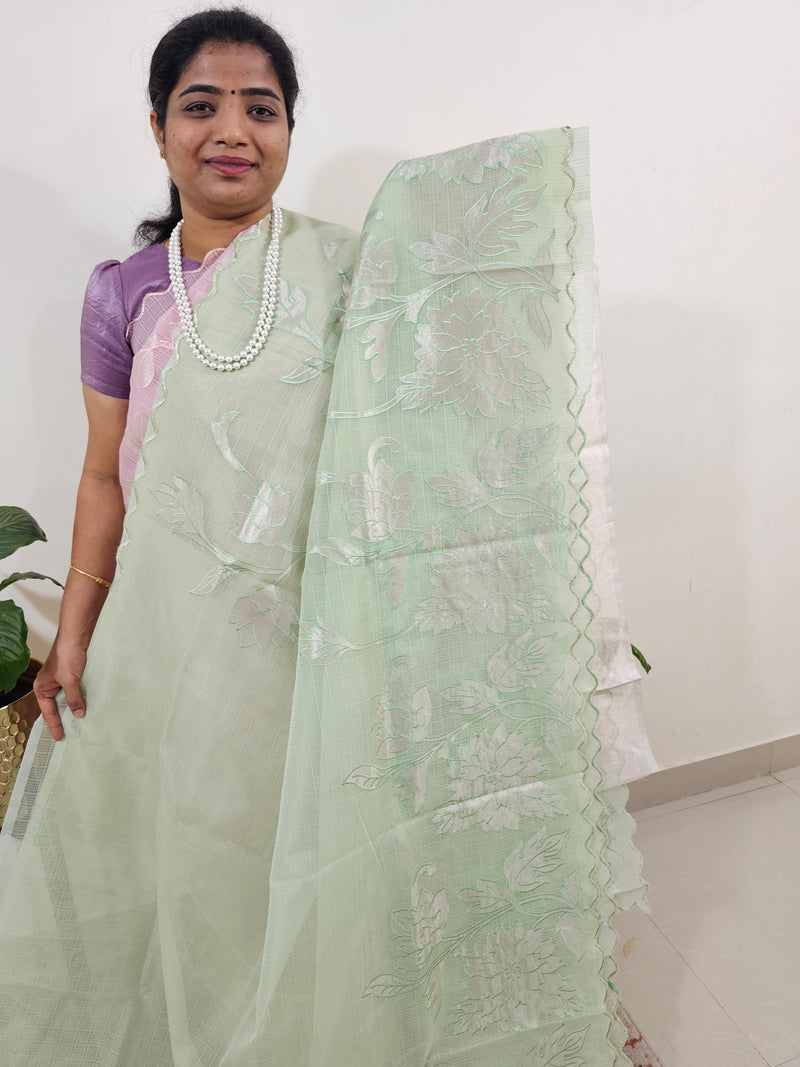 Premium Kota Designer Saree with Classy Patch Work - Mint
