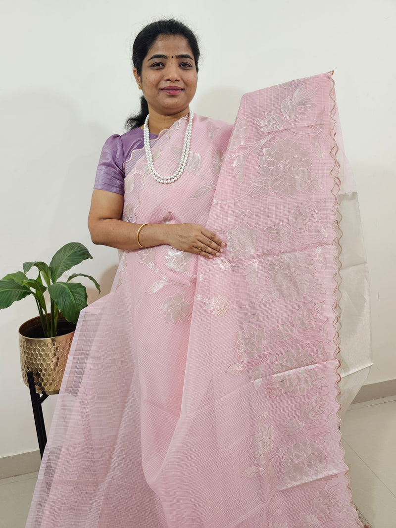 Premium Kota Designer Saree with Classy Patch Work - Peach