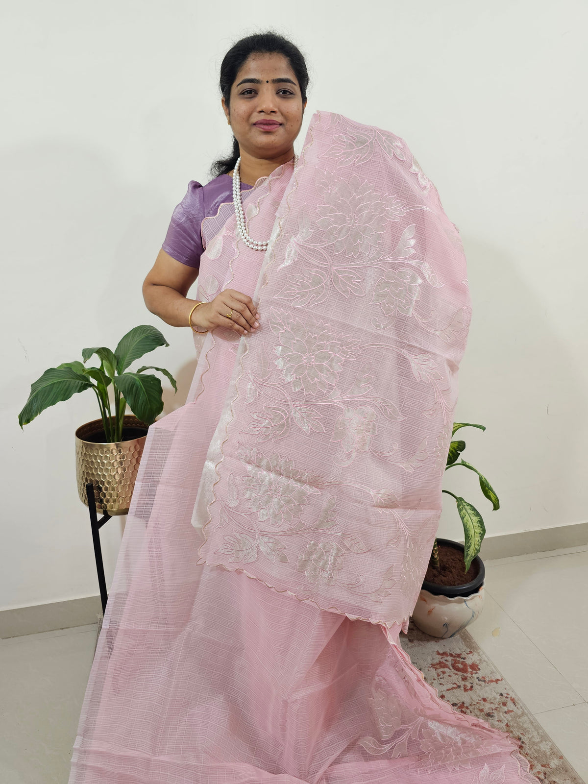 Premium Kota Designer Saree with Classy Patch Work - Peach