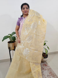 Premium Kota Designer Saree with Classy Patch Work - Pastel Yellow