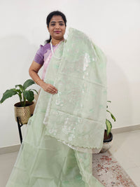 Premium Kota Designer Saree with Classy Patch Work - Mint