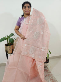Premium Kota Designer Saree with Classy Patch Work - Pastel Peach