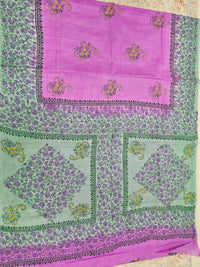 Pure Cotton with Hand Block Prints - Lavender with Pista Green