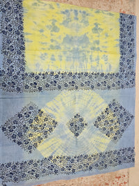 Pure Cotton with Hand Block Prints - Lime Green with Grey