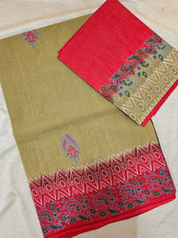 Pure Cotton with Hand Block Prints - Beige with Pink