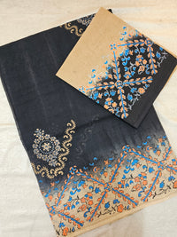 Pure Cotton with Hand Block Prints - Black with Beige