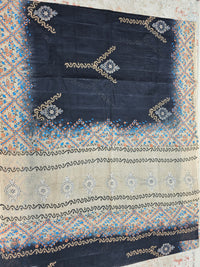 Pure Cotton with Hand Block Prints - Black with Beige