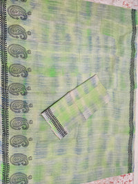 Pure Cotton with Hand Block Prints - Green with Black