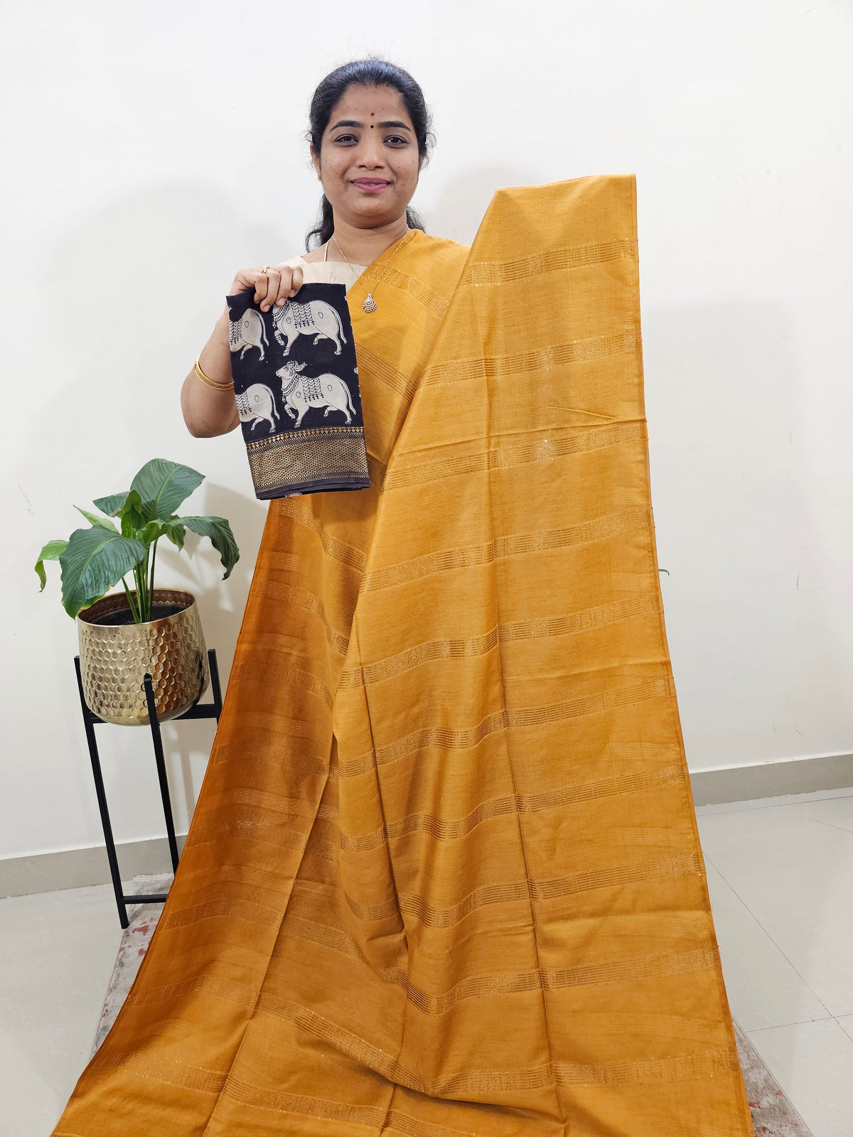 Bhagalpuri Sequence Weaving  - Mustard Yellow