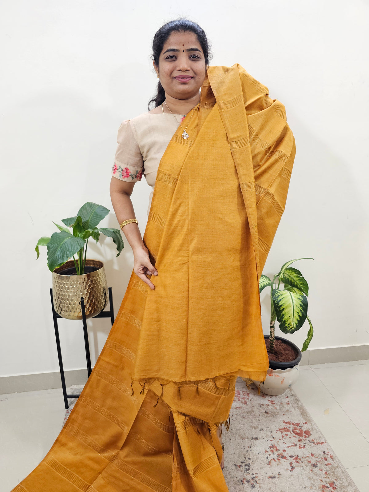 Bhagalpuri Sequence Weaving  - Mustard Yellow