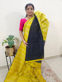 Raw Silk Saree - Yellow with Black