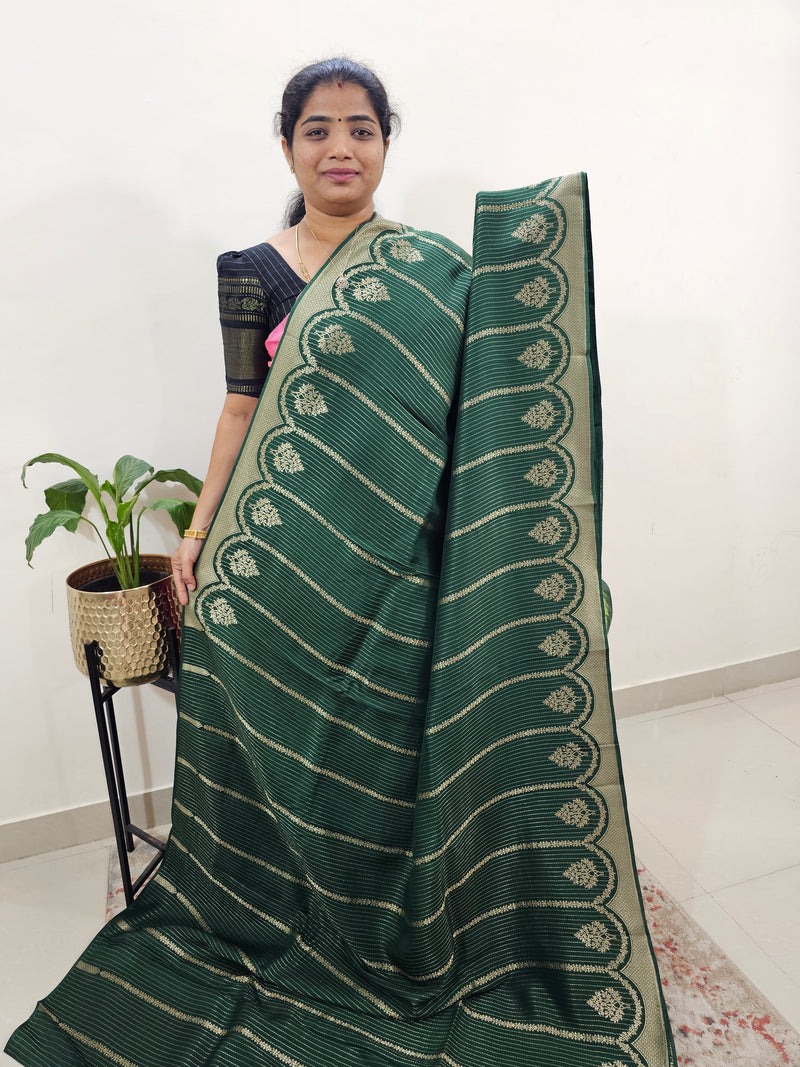 Semi Kathan Silk Saree - Bottle Green