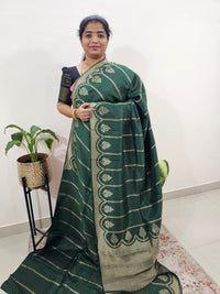 Semi Kathan Silk Saree - Bottle Green