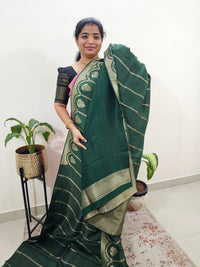 Semi Kathan Silk Saree - Bottle Green