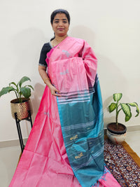 Chinnalampattu Saree with Blouse -  Pink with Dark Sea Blue