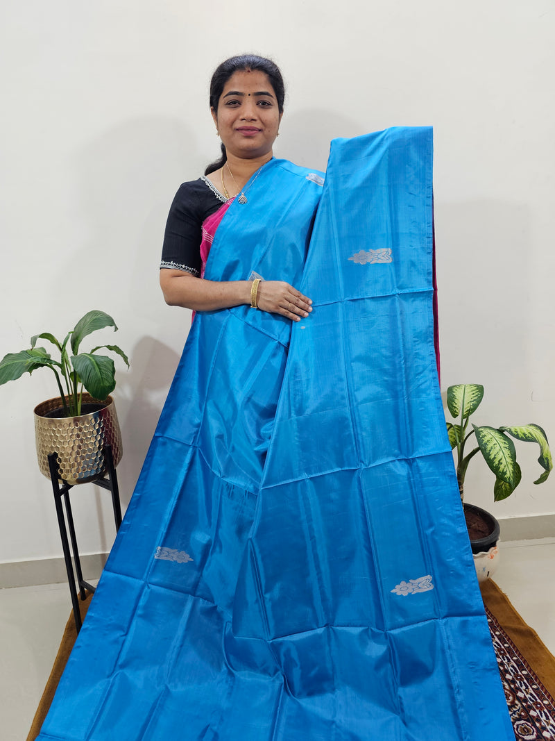Chinnalampattu Saree with Blouse - Blue with Pink