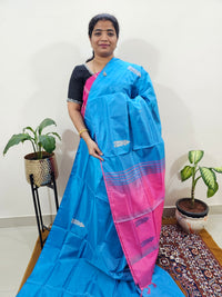 Chinnalampattu Saree with Blouse - Blue with Pink