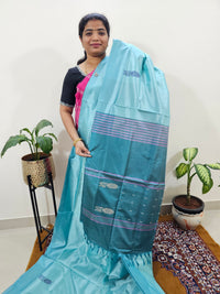 Chinnalampattu Saree with Blouse - Sea Green with Dark Sea Green