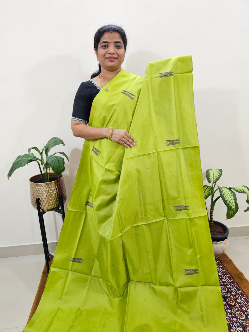 Chinnalampattu Saree with Blouse - Green with Brown