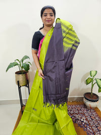Chinnalampattu Saree with Blouse - Green with Brown