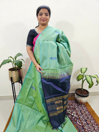 Chinnalampattu Saree with Blouse - Pastel Green with Blue