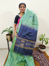 Chinnalampattu Saree with Blouse - Pastel Green with Blue