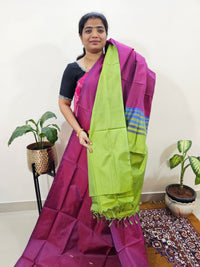 Chinnalampattu Saree with Blouse - Maroon with Green