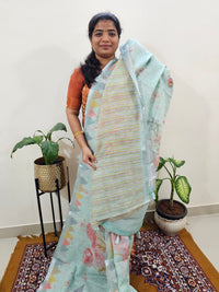 Linen Kota with Digital Printed Sarees - Blue