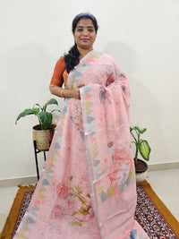 Linen Kota with Digital Printed Sarees - Peach