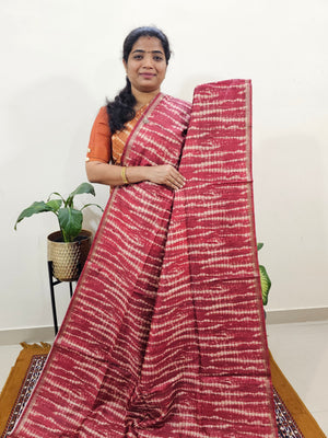 Semi Matka Tussar with Kalamkari - Maroon