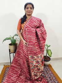 Semi Matka Tussar with Kalamkari - Maroon