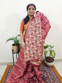 Semi Matka Tussar with Kalamkari - Maroon