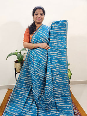 Semi Matka Tussar with Kalamkari - Blue