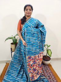 Semi Matka Tussar with Kalamkari - Blue