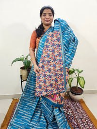 Semi Matka Tussar with Kalamkari - Blue
