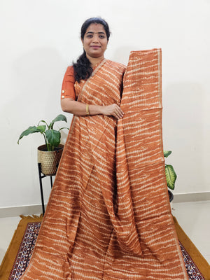 Semi Matka Tussar with Kalamkari - Brown