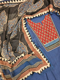 Cotton Unstitched Salwar - Dark Blue