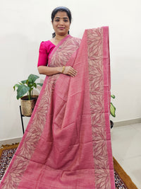 Linen Tissue with Digital Printed Sarees - Pink
