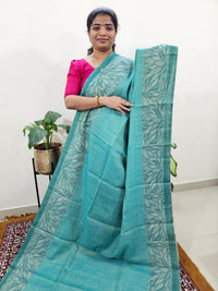Linen Tissue with Digital Printed Sarees - Sea Green