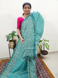 Linen Tissue with Digital Printed Sarees - Sea Green