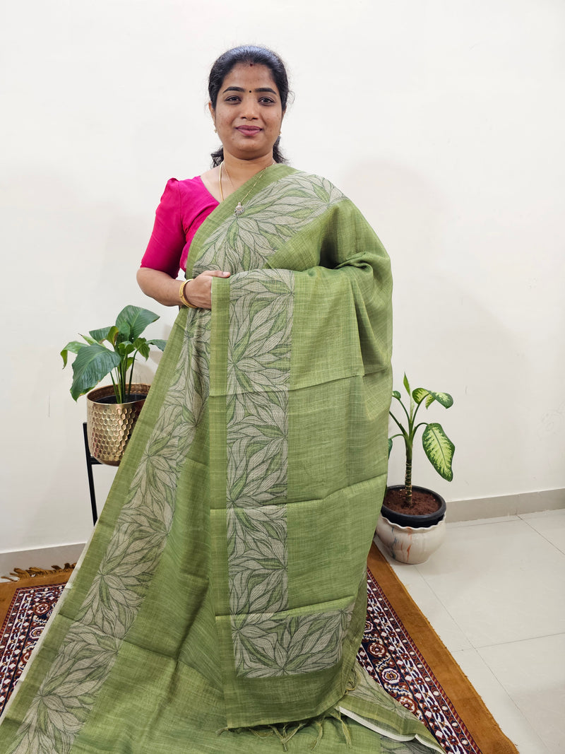 Linen Tissue with Digital Printed Sarees - Green